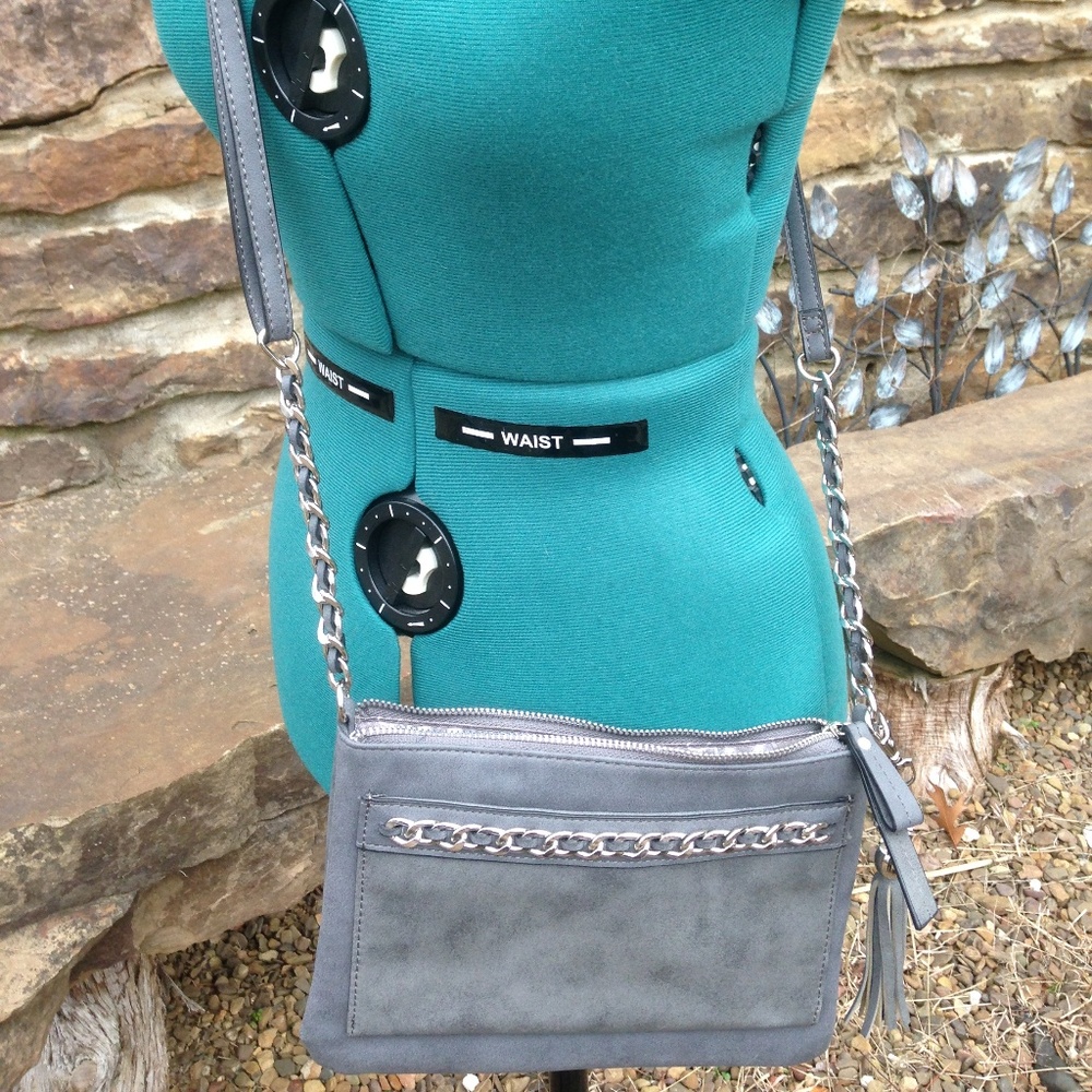 JESSICA SIMPSON Grey and Silver Crossbody Bag